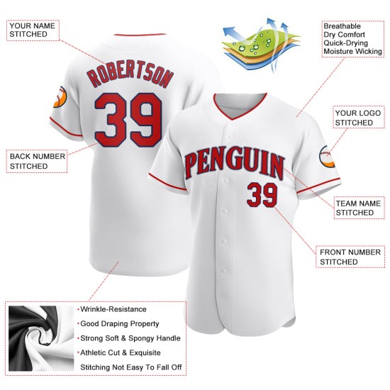 Baseball Custom Rot-Marineblau Weiß Authentic Trikot