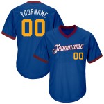 Baseball Authentic Royal Jersey Shirt Throwback Custom Gold-Kastanienbraun Rippstrick Baseball Authentic Royal Jersey Shirt Throwback Custom Gold-Kastanienbraun Rippstrick