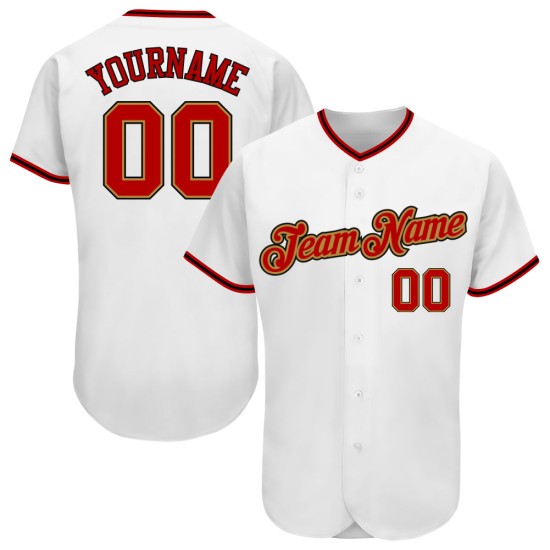Rot-Altweiß Custom Jersey Baseball Gold Authentic Rot-Altweiß Custom Jersey Baseball Gold Authentic