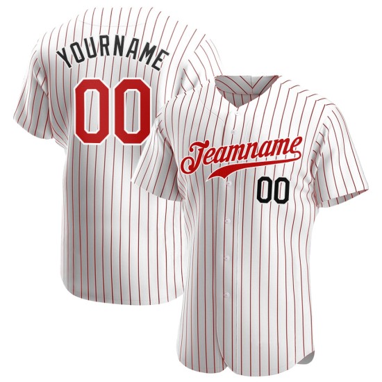 Baseball Custom Nadelstreifen Trikot Rot-Schwarz Authentic Rot Weiß
