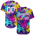 Jersey 3D Graffiti Custom Weiß-Lila Authentische Muster Baseball Jersey 3D Graffiti Custom Weiß-Lila Authentische Muster Baseball