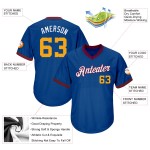 Baseball Authentic Royal Jersey Shirt Throwback Custom Gold-Kastanienbraun Rippstrick Baseball Authentic Royal Jersey Shirt Throwback Custom Gold-Kastanienbraun Rippstrick