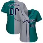 Authentisches, individuell geteiltes Baseball-Trikot, Marineblau-Grau, modisches Blaugrün Authentisches, individuell geteiltes Baseball-Trikot, Marineblau-Grau, modisches Blaugrün