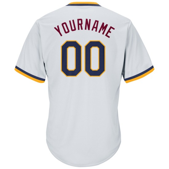 Rippstrick Navy-Gold Authentic Custom Baseball Throwback Jersey Shirt Weiß Rippstrick Navy-Gold Authentic Custom Baseball Throwback Jersey Shirt Weiß