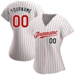Baseball Custom Nadelstreifen Trikot Rot-Schwarz Authentic Rot Weiß
