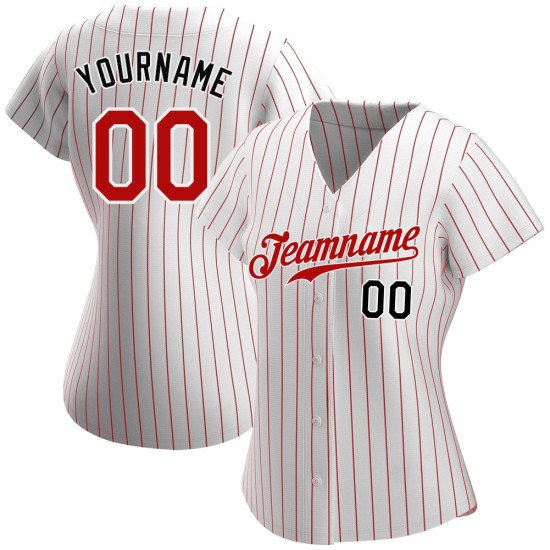 Baseball Custom Nadelstreifen Trikot Rot-Schwarz Authentic Rot Weiß