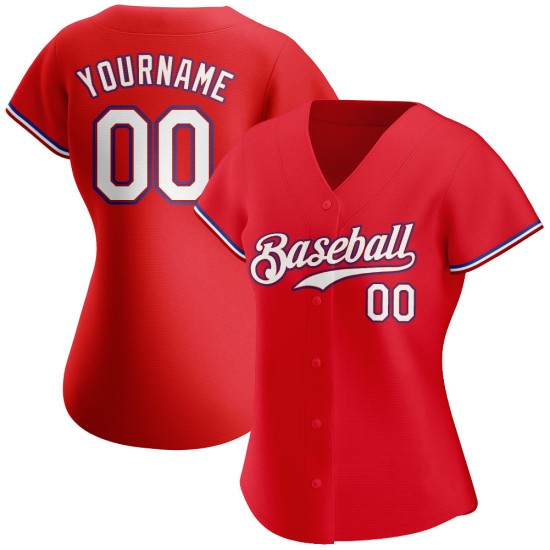 Custom Jersey Red Baseball Authentic Weiß-Royal Custom Jersey Red Baseball Authentic Weiß-Royal