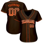 Benutzerdefinierte Braun Fashion Baseball Drift Authentic Orange-Weiß Trikot