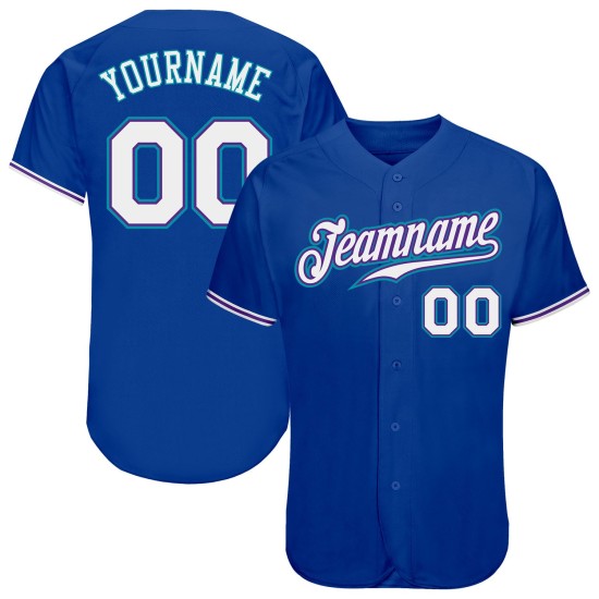 Weiß-Blaugrün Authentic Baseball Custom Jersey Royal Weiß-Blaugrün Authentic Baseball Custom Jersey Royal