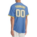 Benutzerdefiniertes authentisches weiß-goldblaues Baseballtrikot Benutzerdefiniertes authentisches weiß-goldblaues Baseballtrikot