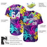 Jersey 3D Graffiti Custom Weiß-Lila Authentische Muster Baseball Jersey 3D Graffiti Custom Weiß-Lila Authentische Muster Baseball