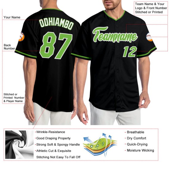 Grün-Weiß Schwarz Baseball Neon Authentic Custom Jersey Grün-Weiß Schwarz Baseball Neon Authentic Custom Jersey