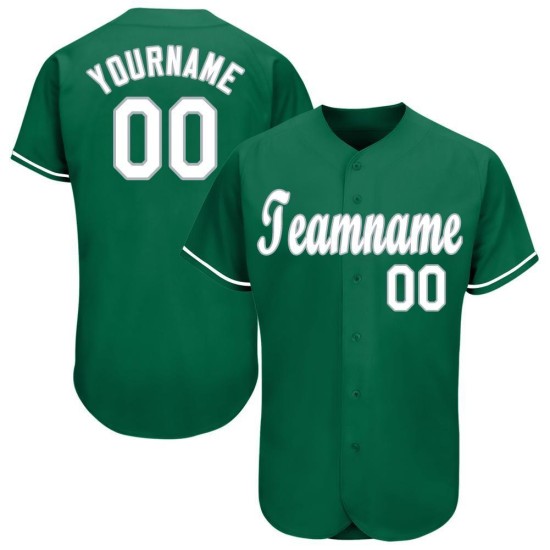 Custom Kelly Baseball Weiß-Grau Trikot Grün Custom Kelly Baseball Weiß-Grau Trikot Grün