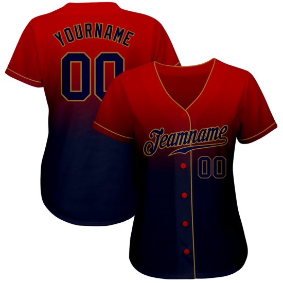 Authentic Fade Fashion Red Custom Jersey Marineblau-Altgold Baseball Authentic Fade Fashion Red Custom Jersey Marineblau-Altgold Baseball