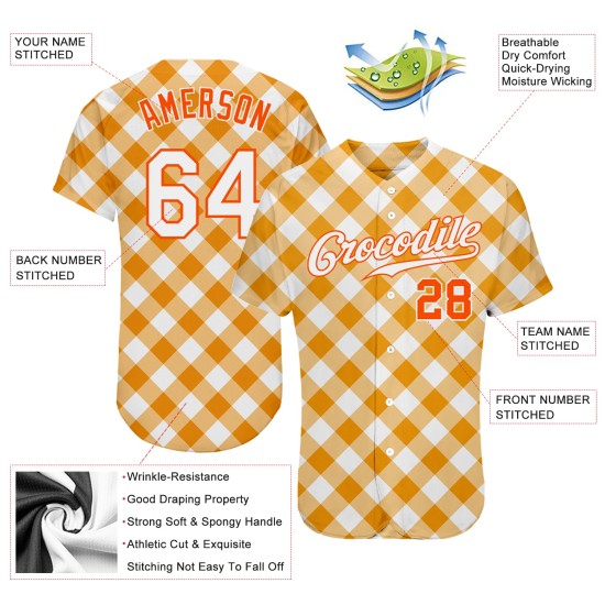 Jersey Design Weiß Baseball Orange Weiß-Orange Muster Authentische Plaid 3D Custom Jersey Design Weiß Baseball Orange Weiß-Orange Muster Authentische Plaid 3D Custom