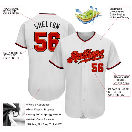 Weißes Baseball Custom Authentic Trikot Rot-Schwarz Weißes Baseball Custom Authentic Trikot Rot-Schwarz