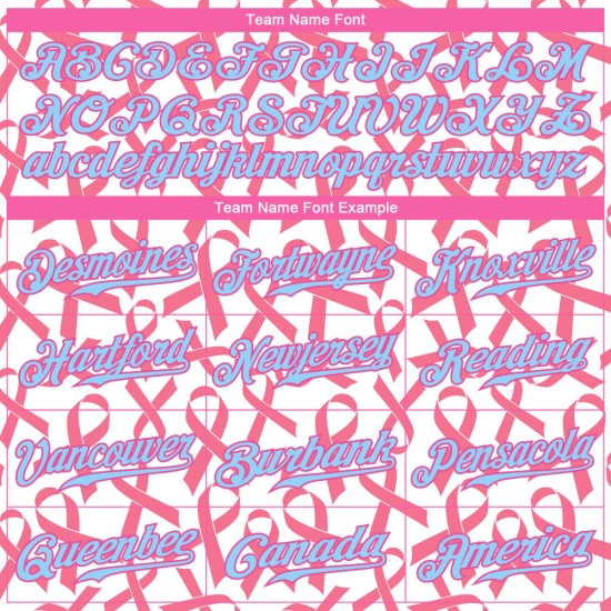 Pink Design Authentic Blau-Rosa Custom Baseball 3D Brustkrebs Muster Jersey