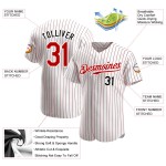 Baseball Custom Nadelstreifen Trikot Rot-Schwarz Authentic Rot Weiß