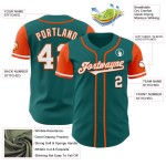 Zwei Jersey Teal Weiß-Orange Baseball Custom Tone Authentic Zwei Jersey Teal Weiß-Orange Baseball Custom Tone Authentic