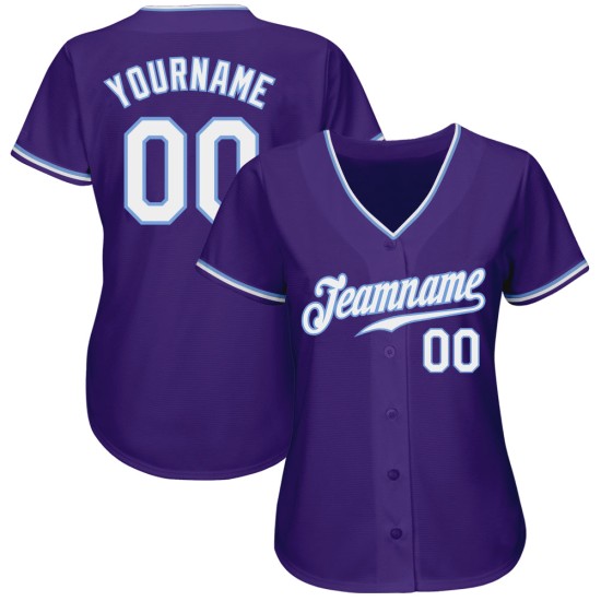 Lila Custom Baseball Weiß-Licht Jersey Authentic Blau Lila Custom Baseball Weiß-Licht Jersey Authentic Blau