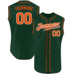 Benutzerdefiniertes orange-weißes authentisches grünes ärmelloses Baseballtrikot Benutzerdefiniertes orange-weißes authentisches grünes ärmelloses Baseballtrikot