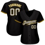 Custom Baseball Weiß-Gold Authentic Jersey Schwarz Custom Baseball Weiß-Gold Authentic Jersey Schwarz