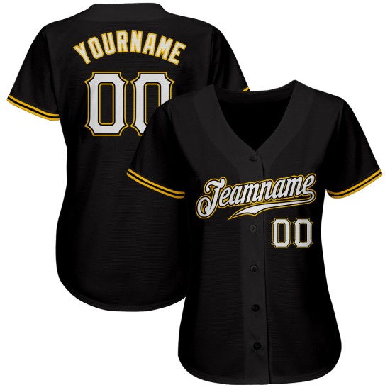 Custom Baseball Weiß-Gold Authentic Jersey Schwarz Custom Baseball Weiß-Gold Authentic Jersey Schwarz