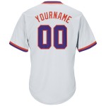 Lila-Orange Rippstrick Custom Authentic Throwback Jersey Baseball Weißes Shirt Lila-Orange Rippstrick Custom Authentic Throwback Jersey Baseball Weißes Shirt