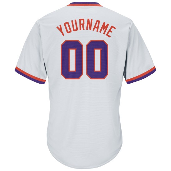 Lila-Orange Rippstrick Custom Authentic Throwback Jersey Baseball Weißes Shirt Lila-Orange Rippstrick Custom Authentic Throwback Jersey Baseball Weißes Shirt
