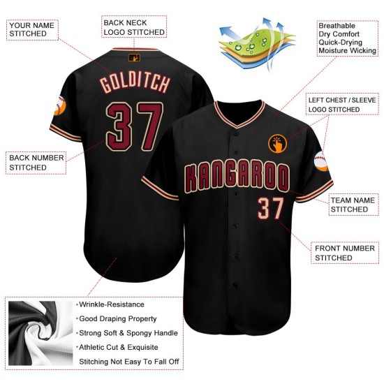 Schwarzes Baseball-Trikot von Crimson-City in Creme Schwarzes Baseball-Trikot von Crimson-City in Creme