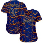 Muster Custom Baseball Authentic 3D Graffiti Trikot Royal-Gold Muster Custom Baseball Authentic 3D Graffiti Trikot Royal-Gold