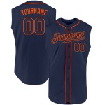 Custom Baseball Navy-Orange Navy Authentic Jersey Ärmellos Custom Baseball Navy-Orange Navy Authentic Jersey Ärmellos