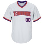 Lila-Orange Rippstrick Custom Authentic Throwback Jersey Baseball Weißes Shirt Lila-Orange Rippstrick Custom Authentic Throwback Jersey Baseball Weißes Shirt