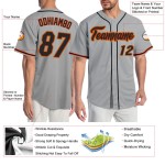 Graues Trikot Schwarz-Orange Custom Baseball Authentic Graues Trikot Schwarz-Orange Custom Baseball Authentic