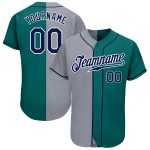 Authentisches, individuell geteiltes Baseball-Trikot, Marineblau-Grau, modisches Blaugrün Authentisches, individuell geteiltes Baseball-Trikot, Marineblau-Grau, modisches Blaugrün