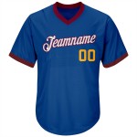 Baseball Authentic Royal Jersey Shirt Throwback Custom Gold-Kastanienbraun Rippstrick Baseball Authentic Royal Jersey Shirt Throwback Custom Gold-Kastanienbraun Rippstrick