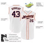 Baseball Navy-Orange Jersey Custom Authentic Ärmellos Weiß Baseball Navy-Orange Jersey Custom Authentic Ärmellos Weiß