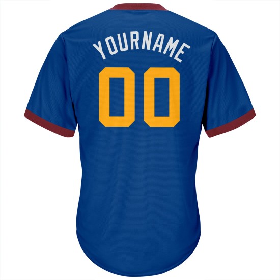 Baseball Authentic Royal Jersey Shirt Throwback Custom Gold-Kastanienbraun Rippstrick Baseball Authentic Royal Jersey Shirt Throwback Custom Gold-Kastanienbraun Rippstrick