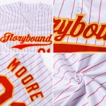 Baseball Custom Nadelstreifen Trikot Rot-Schwarz Authentic Rot Weiß