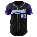 Zwei benutzerdefinierte Baseball Hellblau-Lila Schwarz Authentic Jersey Zwei benutzerdefinierte Baseball Hellblau-Lila Schwarz Authentic Jersey