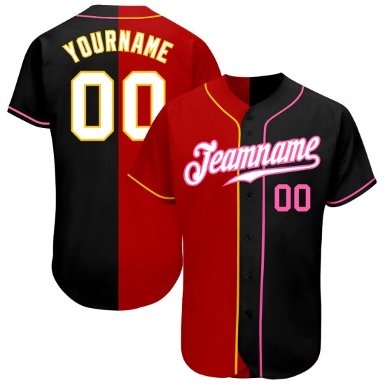 Split Authentic Fashion Custom Baseball Schwarz Trikot Weiß-Rot Split Authentic Fashion Custom Baseball Schwarz Trikot Weiß-Rot