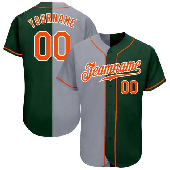 Authentische Orange-Grau Baseball Split Custom Green Jersey Mode Authentische Orange-Grau Baseball Split Custom Green Jersey Mode