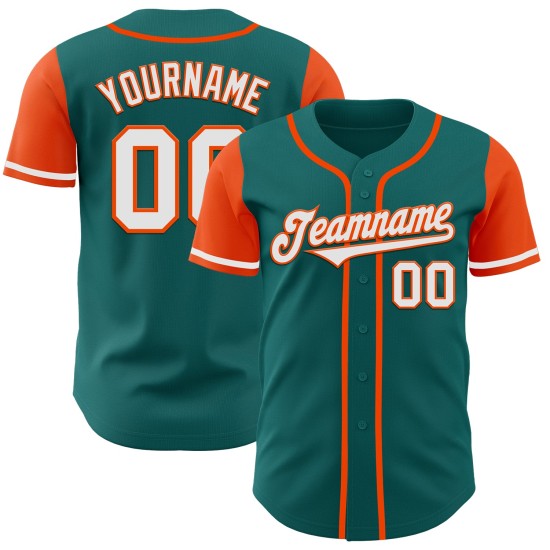 Zwei Jersey Teal Weiß-Orange Baseball Custom Tone Authentic Zwei Jersey Teal Weiß-Orange Baseball Custom Tone Authentic