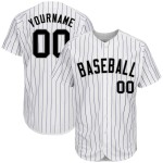 Authentisches weißes Trikot Lila Baseball Nadelstreifen Custom Schwarz-Grau Authentisches weißes Trikot Lila Baseball Nadelstreifen Custom Schwarz-Grau