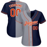 Navy Baseball Split Authentic Custom Jersey Orange-Grau Mode Navy Baseball Split Authentic Custom Jersey Orange-Grau Mode