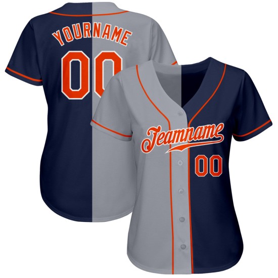 Navy Baseball Split Authentic Custom Jersey Orange-Grau Mode Navy Baseball Split Authentic Custom Jersey Orange-Grau Mode