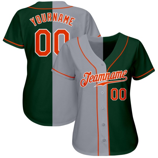 Authentische Orange-Grau Baseball Split Custom Green Jersey Mode Authentische Orange-Grau Baseball Split Custom Green Jersey Mode