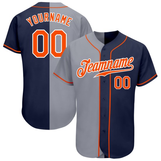 Navy Baseball Split Authentic Custom Jersey Orange-Grau Mode Navy Baseball Split Authentic Custom Jersey Orange-Grau Mode