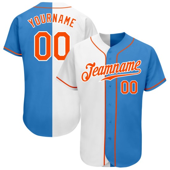 Blau Fashion Jersey Custom Powder Baseball Authentic Orange-Weiß Split Blau Fashion Jersey Custom Powder Baseball Authentic Orange-Weiß Split