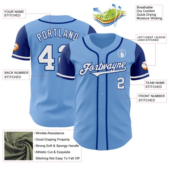 Baseball Authentic Light Custom Tone Two Trikot Weiß-Königsblau Baseball Authentic Light Custom Tone Two Trikot Weiß-Königsblau